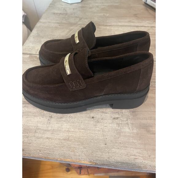 Steve Madden Academia Y2K Chunky Preppy Platform Brown Suede Loafers 9.5 NEW - Picture 7 of 8